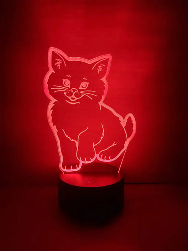 Gatito Gato Lámpara Led Animado Artline Infantil Decoración Negro