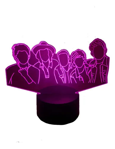 One Direction Lámpara Led Luz Ilusión 3d Decoración Pop  Negro