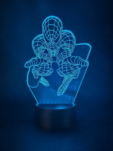 Spiderman Lampara Led Ilusión 3d Marvel Comics Fan Art Negro