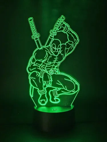 Deadpool Lampara Led Ilusion 3d Marvel Comic Avengers Fanart Negra