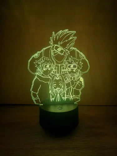 Equipo 7 Lampara Led Ilusión Naruto Decoración Anime Manga