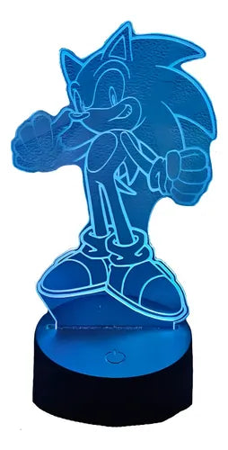 Sonic Genial Lámpara Led Fanart Decorativo Infantil Negro