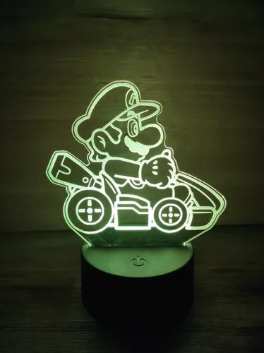 Lampara Led Ilusión 3d Mario Kart Decoración