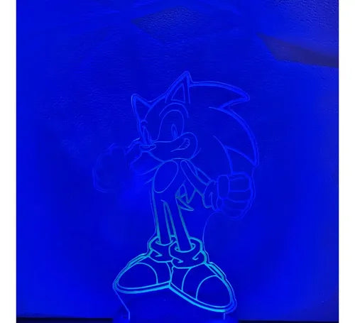 Sonic Genial Lámpara Led Fanart Decorativo Infantil Negro