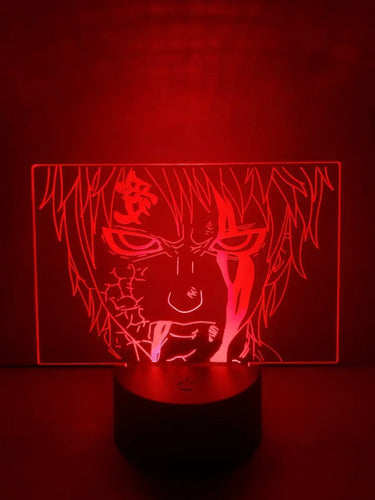 Gaara Lampara Led Ilusión 3d Naruto Decoración Anime Manga Base Negra