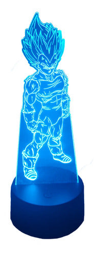 Lámpara Led Vegeta Saiyajin Dragon Ball Z Fan Art Decorativa Negro Azul