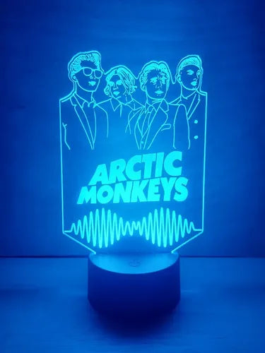 Arctic Monkeys Lámpara Led Ilusión 3d Luz Decoración Rock Negro