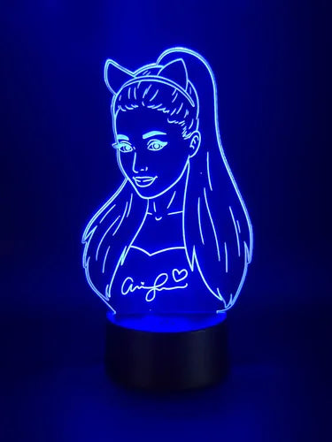 Ariana Grande Lampara Led Cantante Decoración Fanart Negra Transparente