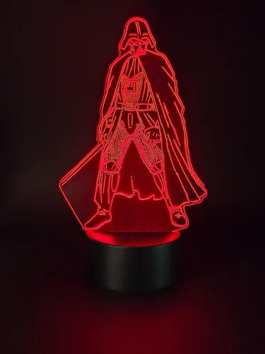 Lámpara Led Darth Vader Star Wars Luz Ilusión 3d Decoración Negro Verde