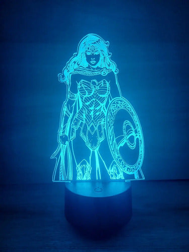 Mujer Maravilla Comic Dc Lampara Led Ilusion 3d Fanart