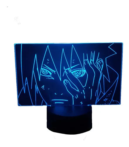 Sasuke Lampara Led Ilusión 3d Naruto Decoración Anime Manga Base Negra