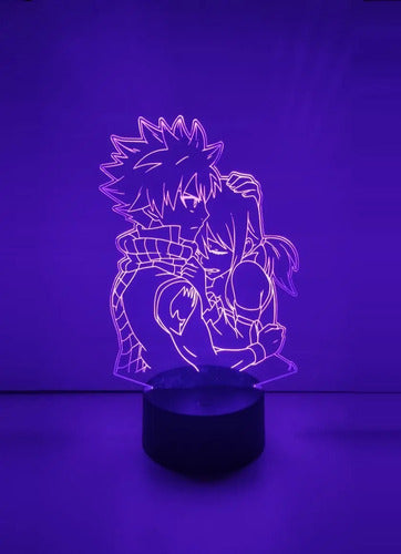 Lampara Led 3d Natsu Y Lucy Fairy Tail 7 Colores Negro Verde (iluminación)