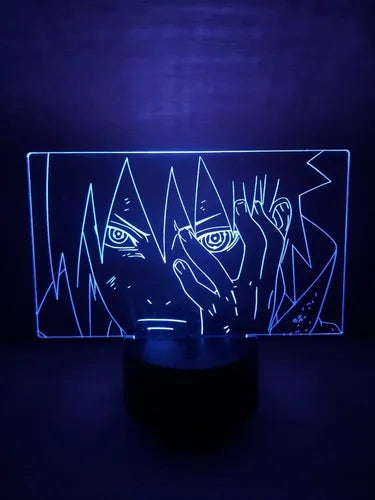Sasuke Lampara Led Ilusión 3d Naruto Decoración Anime Manga Base Negra