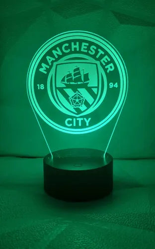 Manchester City Fútbol Lampara Led Ilusion 3d Fanart