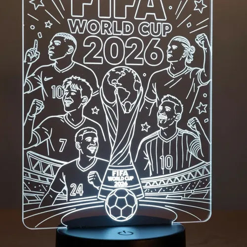 Copa Mundial 2026 Lámpara Led Ilusión 3d Futbolistas Fanart