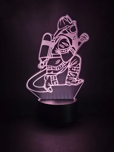 Bombero Lampara Led Ilusion 3d Fanart Decoracion Regalo