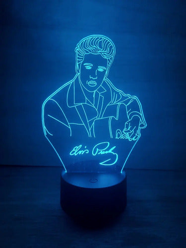 Elvis Presley Lampara Led 3d Decoracion Rey Del Rock Negro
