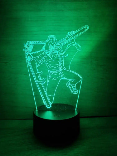Chainsaw Man Denji Motosierra Lampara Led Ilusion 3d Anime Negro
