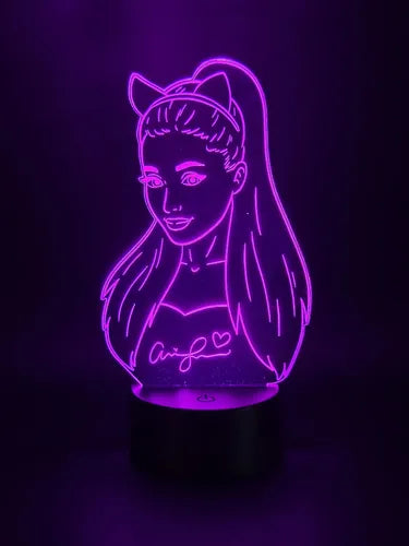 Ariana Grande Lampara Led Cantante Decoración Fanart Negra Transparente
