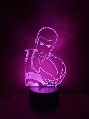 Hanamichi Sakuragi Slam Dunk Lampara Led 3d Fanart Manga Negro