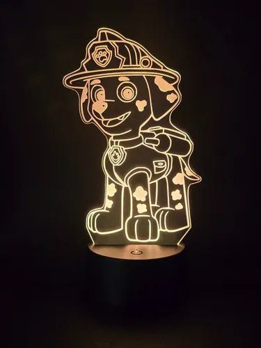 Lámpara Marshal Paw Patrol Led Ilusión Decoración Fan Art
