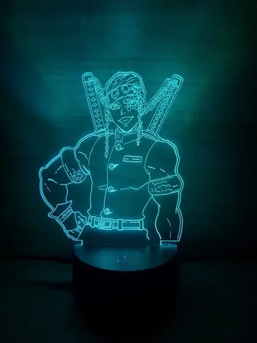 Uzui Tengen Lámpara Led Ilusión 3d Luz Demon Slayer Kny Negro