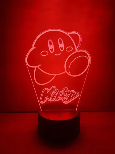 Kirby Lámpara Led Ilusión 3d Decoración Luz Videojuego Negro