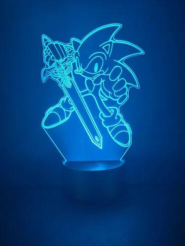 Sonic Espada Lámpara Led Fanart Decorativo Infantil Negro