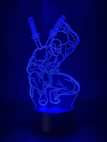 Deadpool Lampara Led Ilusion 3d Marvel Comic Avengers Fanart Negra