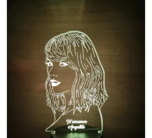Lampara Led Taylor Swift Art Line Cantante Decoración Pop Negro