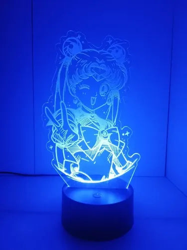 Sailor Moon Serena Lampara Led Ilusión 3d Figura Decoración