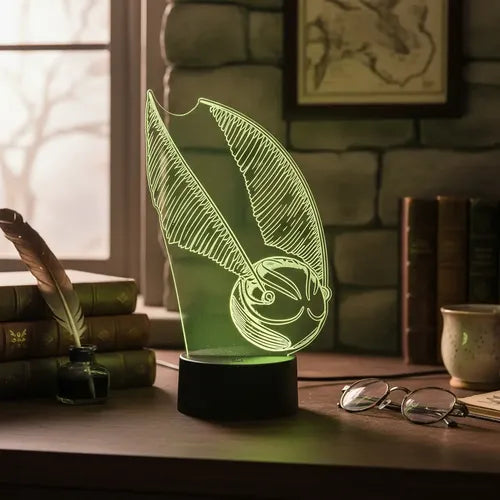 Snitch Dorada Harry Potter Lampara Led Ilusion 3d Hogwarts Negro