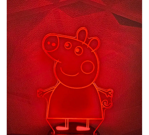 Peppa Pig Lámpara Led Fanart Infantil Decoración Negro