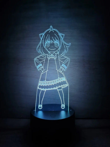 Anya Forger Spy X Family Lampara Led 3d Decoración Anime Negro