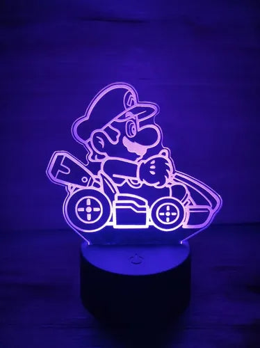 Lampara Led Ilusión 3d Mario Kart Decoración