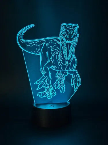 Lampara Led 3d Velociraptor Dinosaurio Luz Decoración