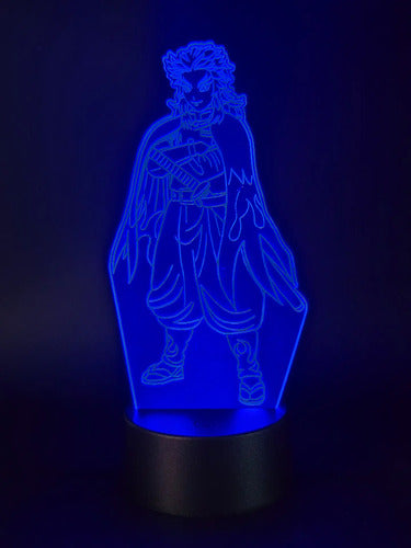 Rengoku Kyojuro Lámpara Led Ilusión 3d Luz Demon Slayer Kny Negro