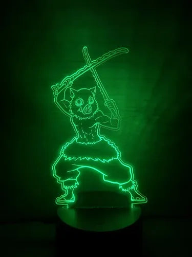 Inosuke Hashibira Lámpara Led Ilusión 3d Demon Slayer Kny Negro