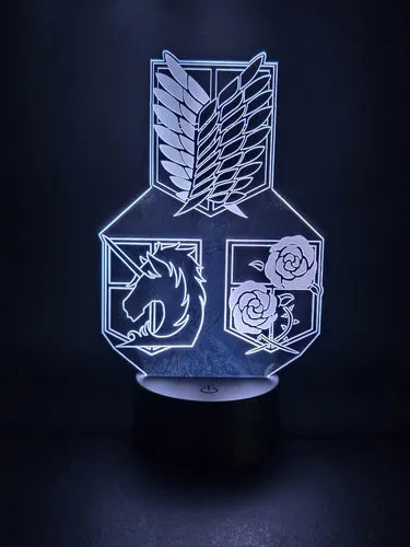 Lámpara Led 3d Escudos Shingeki No Kyojin Decoración Snk