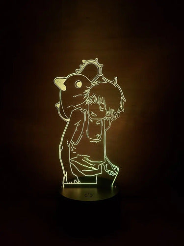 Chainsaw Man Motosierra Denji Pochita Lampara Led Ilusion 3d Negro