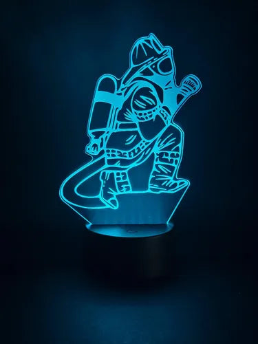 Bombero Lampara Led Ilusion 3d Fanart Decoracion Regalo