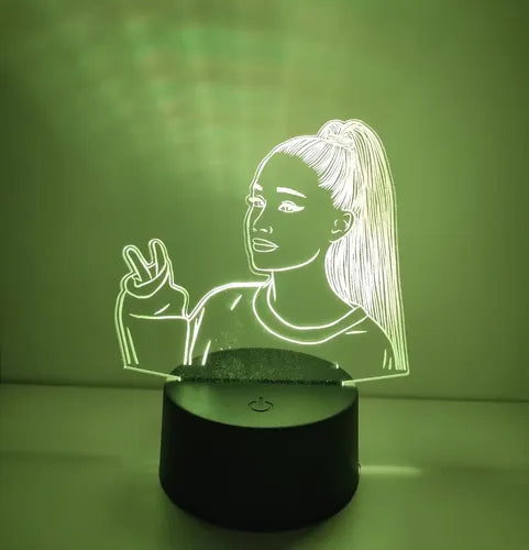 Ariana Grande Lampara Led Ilusión 3d Cantante Decoración Negra