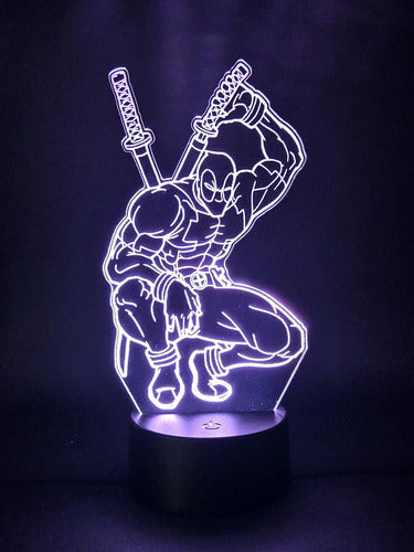 Deadpool Lampara Led Ilusion 3d Marvel Comic Avengers Fanart Negra