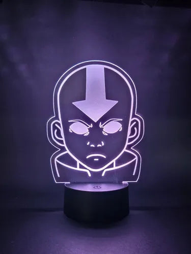Avatar Aang Lámpara Led Ilusión 3d Decoración Luz De Noche Negro