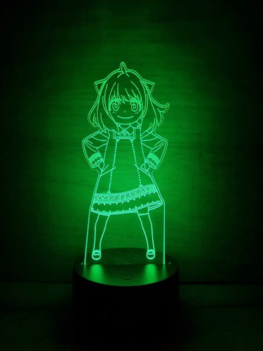 Anya Forger Spy X Family Lampara Led 3d Decoración Anime Negro