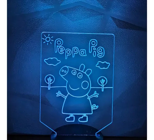Peppa Pig Escena Lámpara Led Fanart Infantil Decorativo Negro