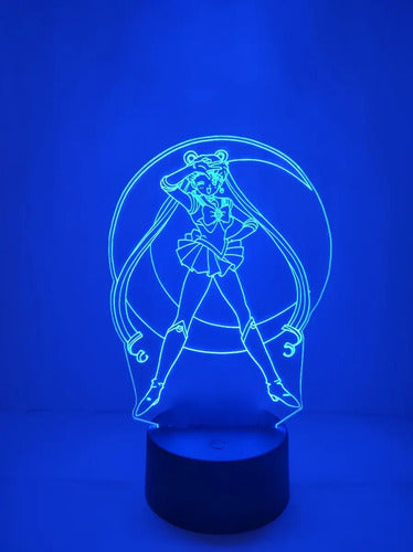Sailor Moon Lampara Led Ilusion 3d Decoracion Serena Tsukino Negro