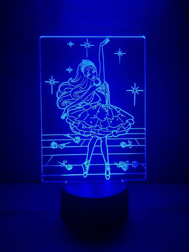 Barbie La Bailarina Mágica Lampara Led Ilusion 3d Decoracion Negro