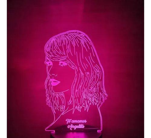 Lampara Led Taylor Swift Art Line Cantante Decoración Pop Negro