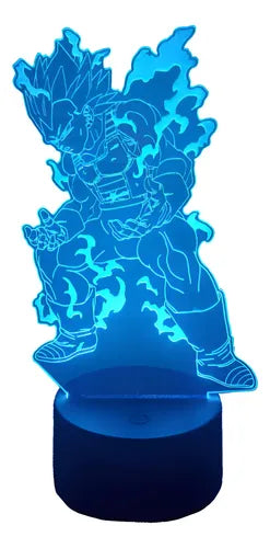 Vegeta Mega Instinto Lámpara Led Luz Ilusión 3d Dragon Ball Negro